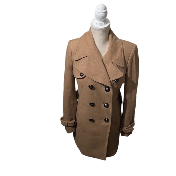 The Limited Golden Tan 3-Button Double-Breasted Wool Belted Trench Coat Women Sm - Picture 1 of 11
